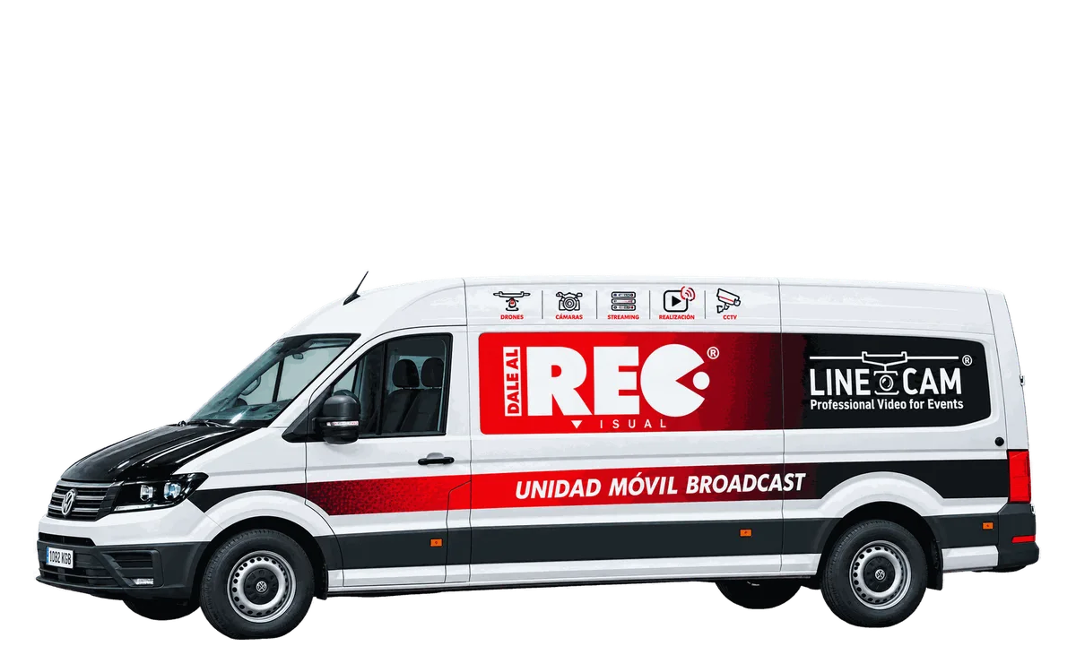 Furgoneta de la unidad móvil broadcast de Dale al Rec y LineCam